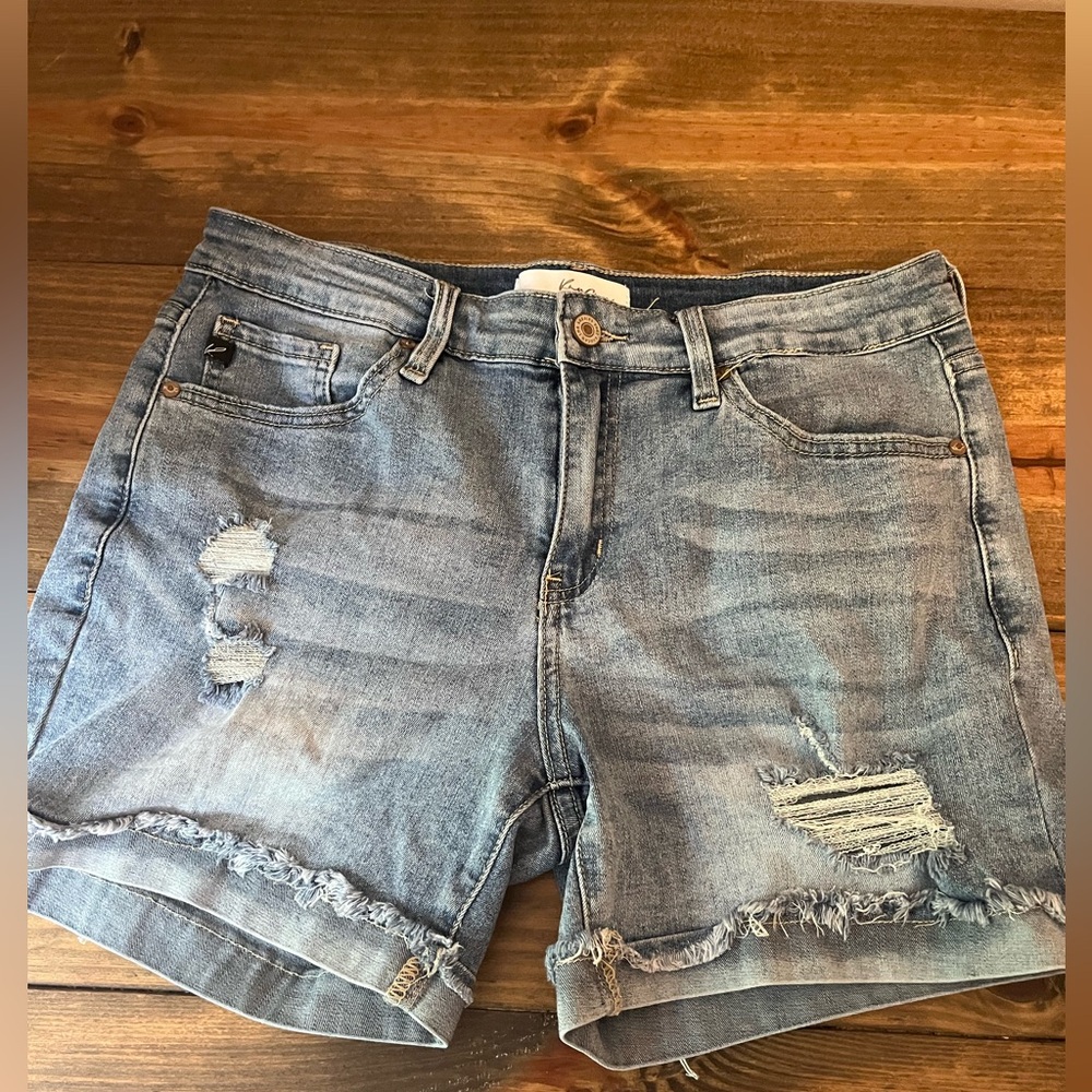 KanCan Women's Distressed Jean Shorts - Light Blue